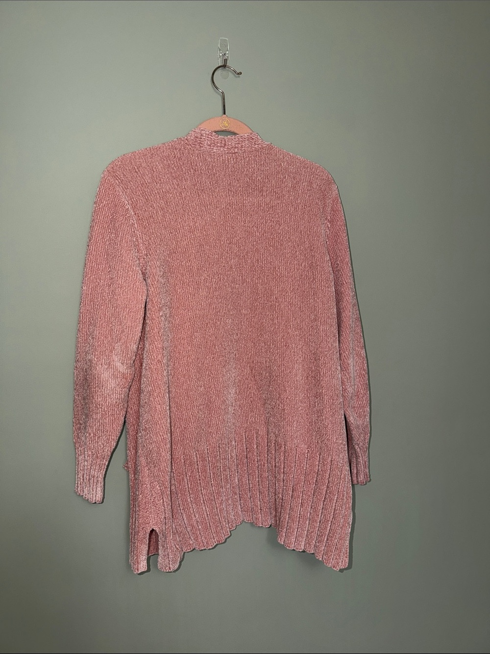Seven7 Chenille Open Front Cardigan Sweater Pink Women’s Large - Picture 3 of 7